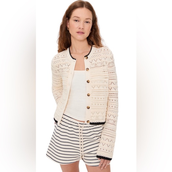 NEW La Ligne Mallory Cardigan. Cream/Black. S. NWT. - Picture 3 of 9